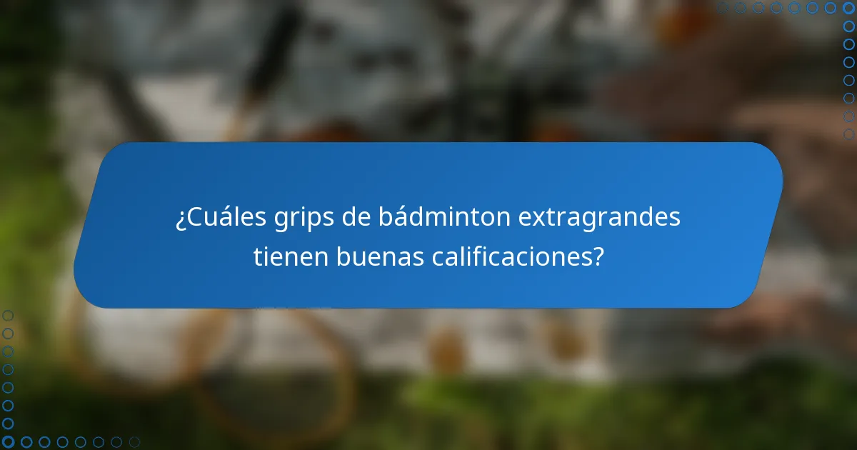 ¿Cuáles grips de bádminton extragrandes tienen buenas calificaciones?