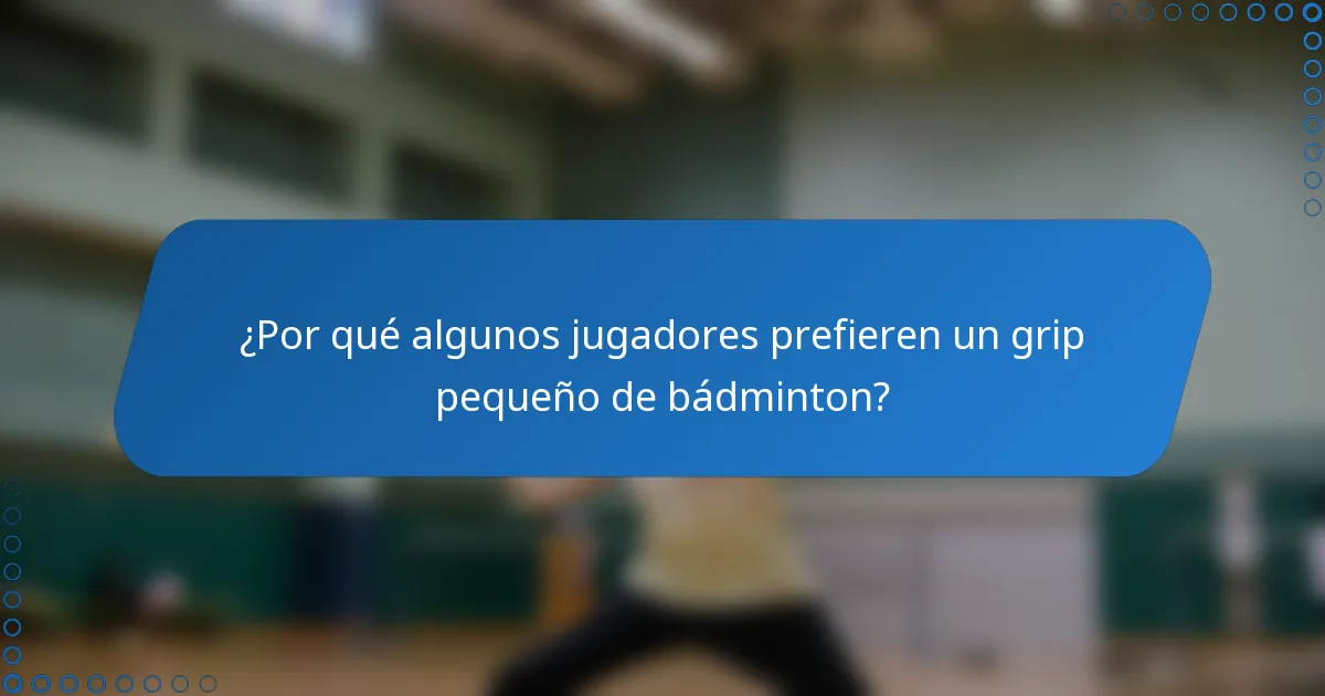 ¿Por qué algunos jugadores prefieren un grip pequeño de bádminton?
